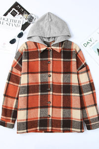 Plaid Button Up Hooded Shacket Trandify Deal
