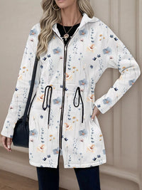 Women's lightweight zip up hoodie jacket in White with front pockets.