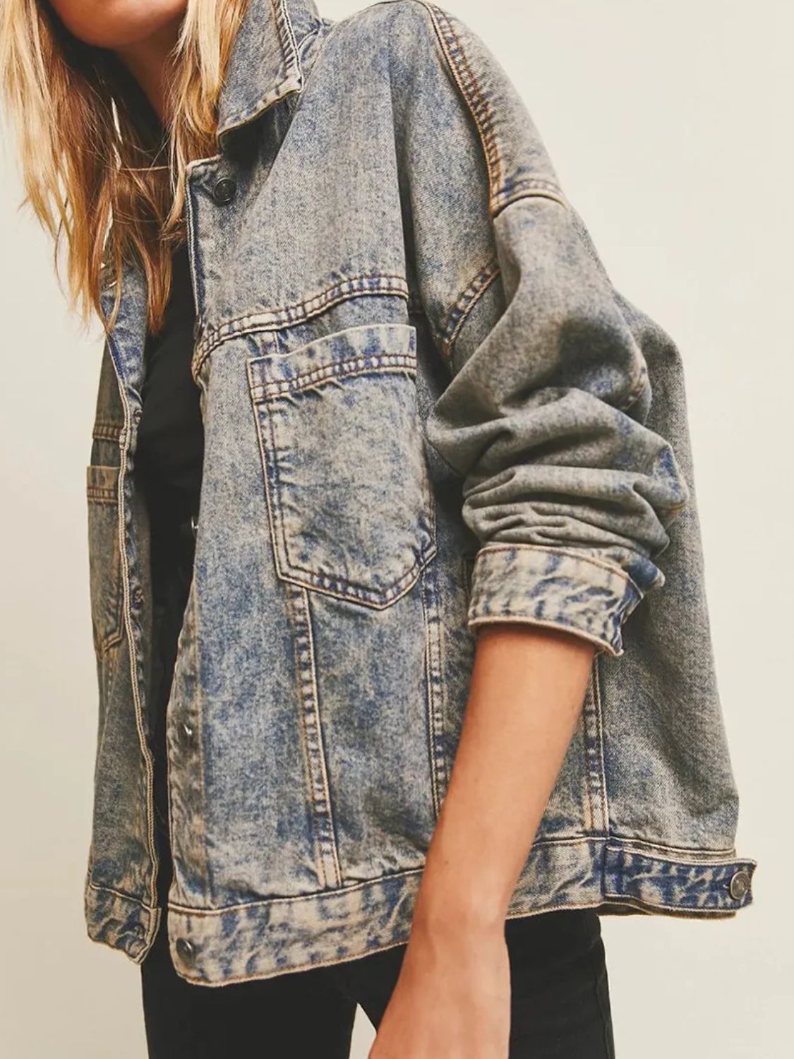 Pocketed Button Up Denim Jacket Trandify Deal