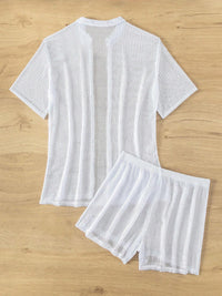 Open Front Half Sleeve Top and Shorts Cover Up Set Trandify deal