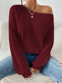 Honey Single Shoulder Long Sleeve Sweater Trandify Deal