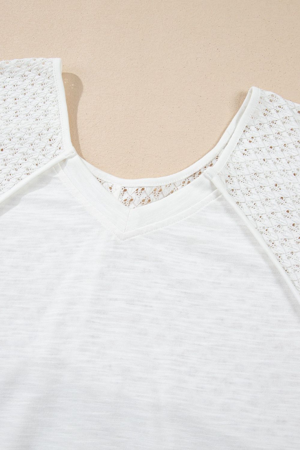 Trendy Openwork High-Low Hem V-Neck Oversized Top for Women – Casual & Boho Chic Blouse