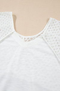 Trendy Openwork High-Low Hem V-Neck Oversized Top for Women – Casual & Boho Chic Blouse