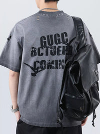 Men's Plus Size Distressed Cotton T-Shirt | Oversized Vintage Tee