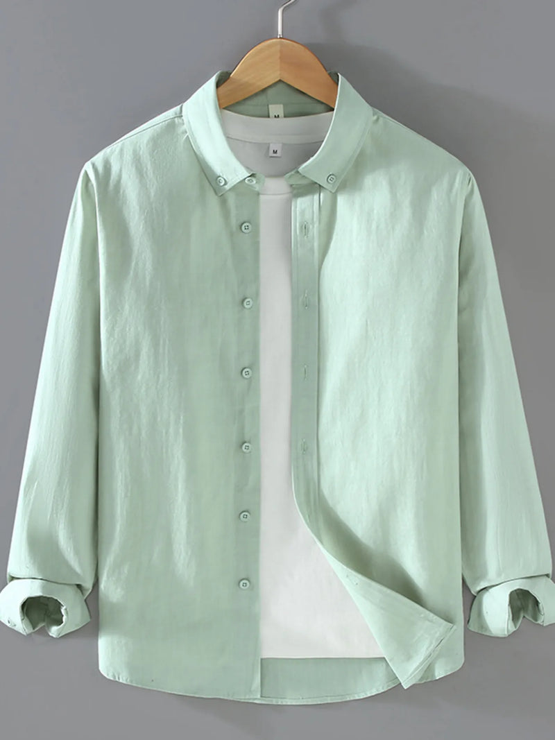 Men’s Plus Size Button-Up Long Sleeve Shirt – Comfort Fit Casual Style