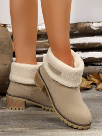 Thermal Fuzzy Block Heel Boots Trandify Deal