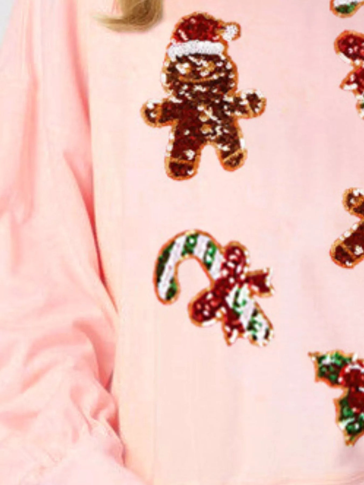 Sequined Gingerbread Christmas Sweater | Women's Holiday Top