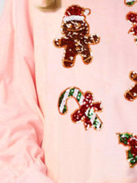 Sequined Gingerbread Christmas Sweater | Women's Holiday Top