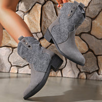 Suede Point Toe Block Heel Boots Trandify Deal