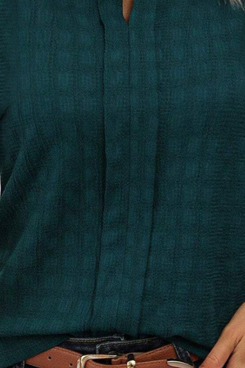 Notched Short Sleeve Blouse Trandify deal