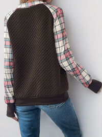 Perfee Plaid Half Zip Long Sleeve Sweatshirt Trandify Deal