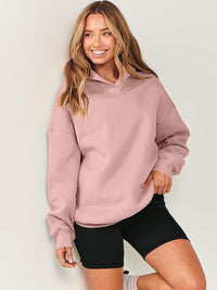 Dropped Shoulder Long Sleeve Hoodie Trandify Deal