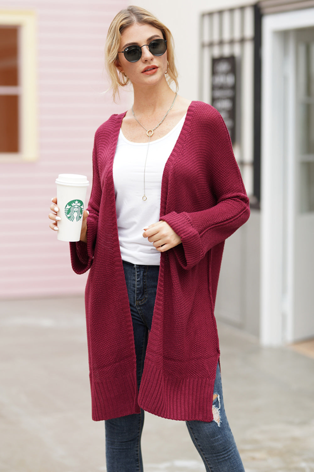 Open Front Long Sleeve Cardigan Trandify Deal