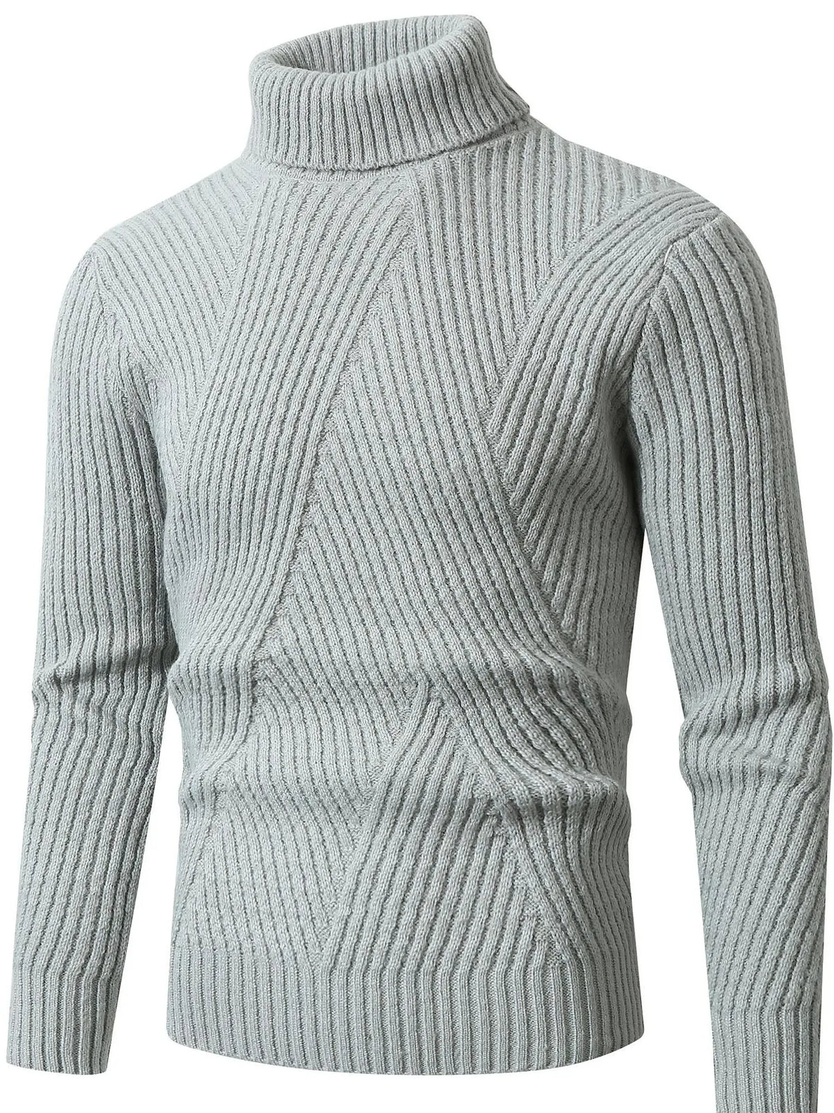 Men's Plus Size Ribbed Turtleneck Sweater – Warm Winter Fashion