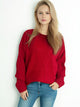 Round Neck Dropped Shoulder Long Sleeve Sweater Trandify Deal