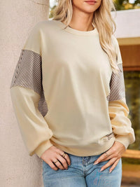 Women's Oversized Long Sleeve Sweatshirt with seam detail in Apricot, Y2K streetwear style.