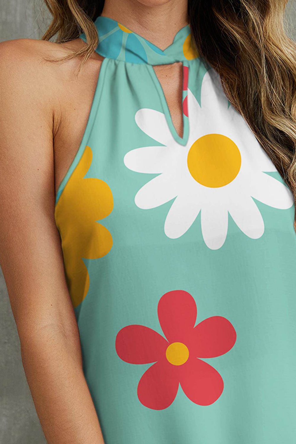 Flower Grecian Neck Tank Trandify deal