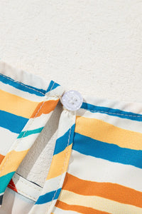 Women's Colorful Striped Cap Sleeve Blouse – Trendy Summer Top for Casual & Office Outfits