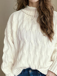 Cable-Knit Turtleneck Long Sleeve Sweater Trandify Deal