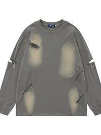 Men’s Distressed Vintage Tee – Soft Long Sleeve Crewneck | Free Shipping