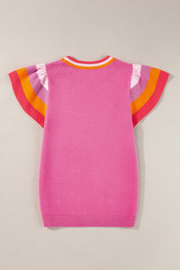 Color Block Round Neck Knit Top Trandify deal