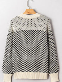 Women's contrast color lantern sleeve sweater