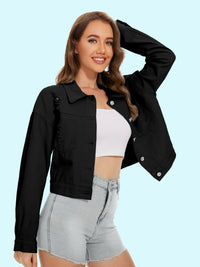 Distressed Distressed Button Up Denim Jacket Trandify deal