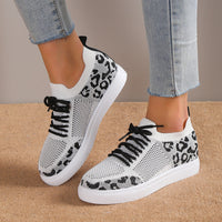 Lace-Up Leopard Flat Sneakers Trandify Deal