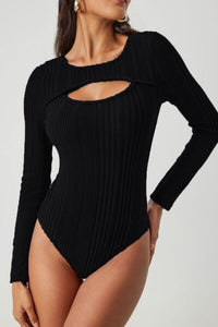 Sexy Ribbed Cutout Bodysuit for Women – Stretchy Y2K Fashion Top