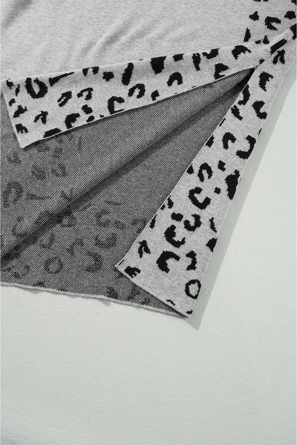 Slit Leopard Mock Neck Dropped Shoulder Sweater Trandify Deal