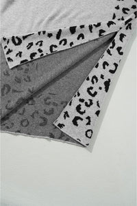 Slit Leopard Mock Neck Dropped Shoulder Sweater Trandify Deal