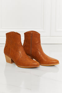 MMShoes Watertower Town Faux Leather Western Ankle Boots in Ochre Trandify Deal