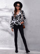 Printed V-Neck Long Sleeve Blouse Trandify Deal