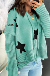 Distressed Drawstring Long Sleeve Hooded Sweater Trandify Deal