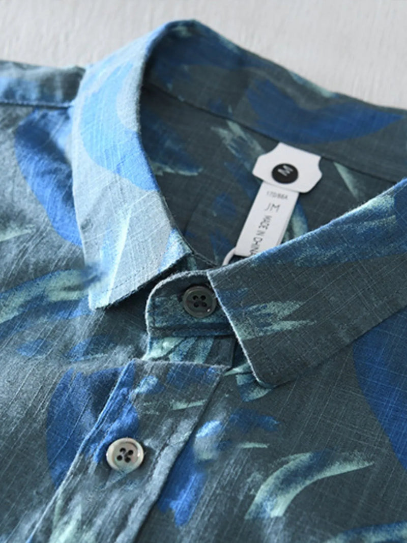 Men’s Plus Size Hawaiian Shirt – Tropical Floral Print Long Sleeve Button-Up for Big & Tall