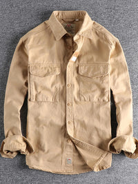 Plus size men’s button-up shirt with chest pockets for big & tall Hawaiian or office wear – breathable long sleeve casual shirt