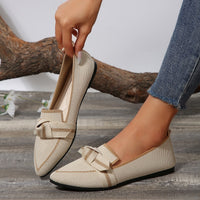 Bow Contrast Trim Point Toe Loafers - Trandify Deal