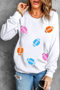 Football Round Neck Long Sleeve Sweatshirt Trandify Deal