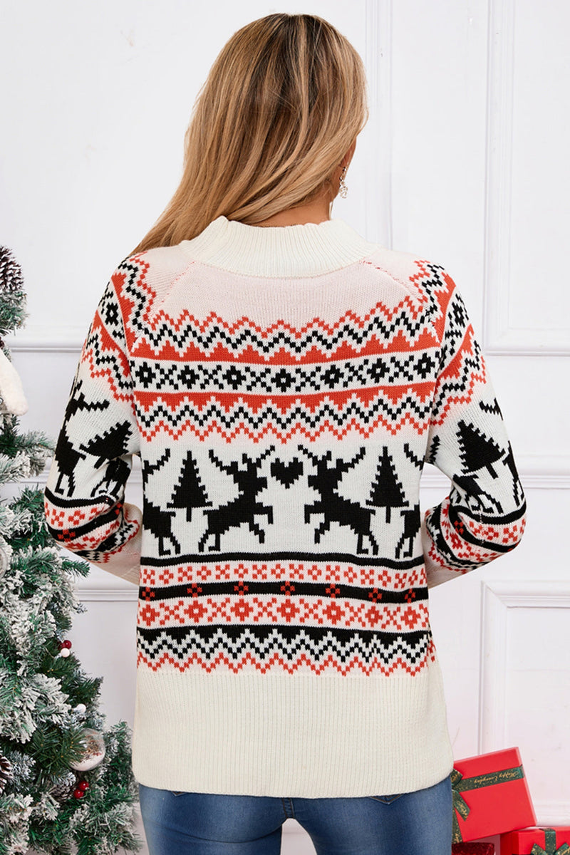 Angel Wings Reindeer Round Neck Long Sleeve Sweater Trandify Deal