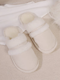 Contrast Faux Fur Round Toe Slippers Trandify Deal