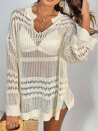 Cutout Notched Long Sleeve Cover-Up Trandify deal