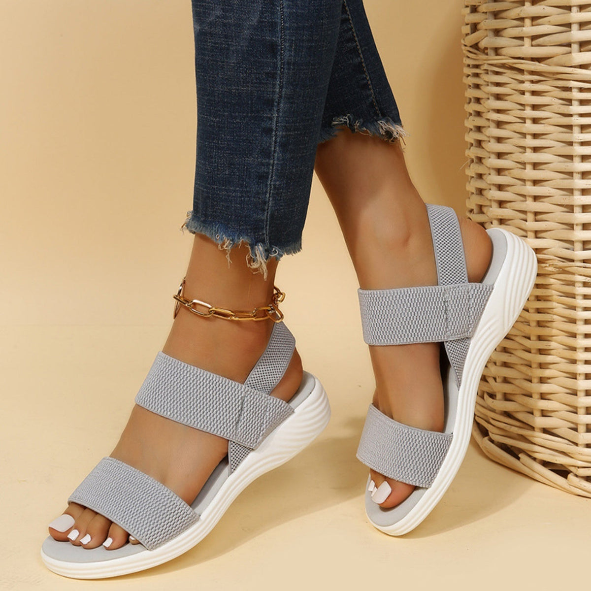 Rubber Open Toe Low Heel Sandals Trandify Deal
