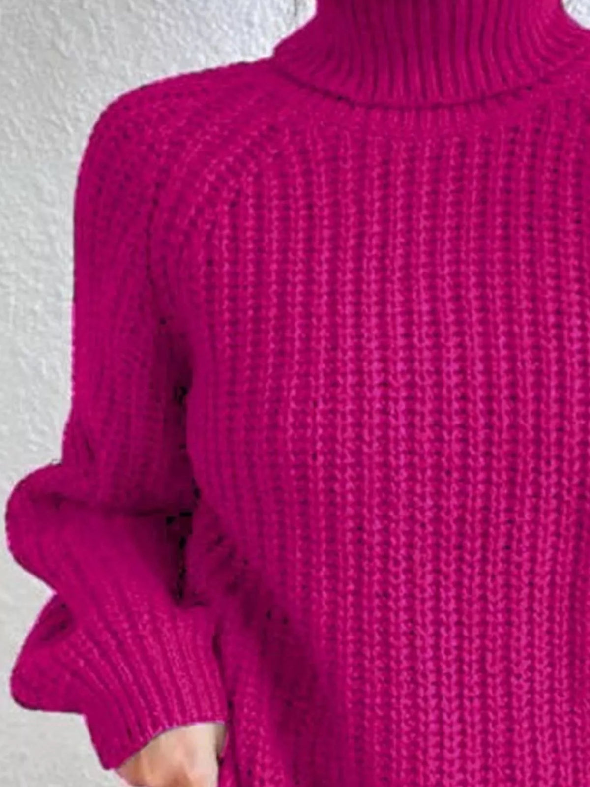 Plus Size Turtleneck Sweater - Ribbed Long Sleeve Top