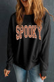 SPOOKY Round Neck Long Sleeve Sweatshirt Trandify Deal