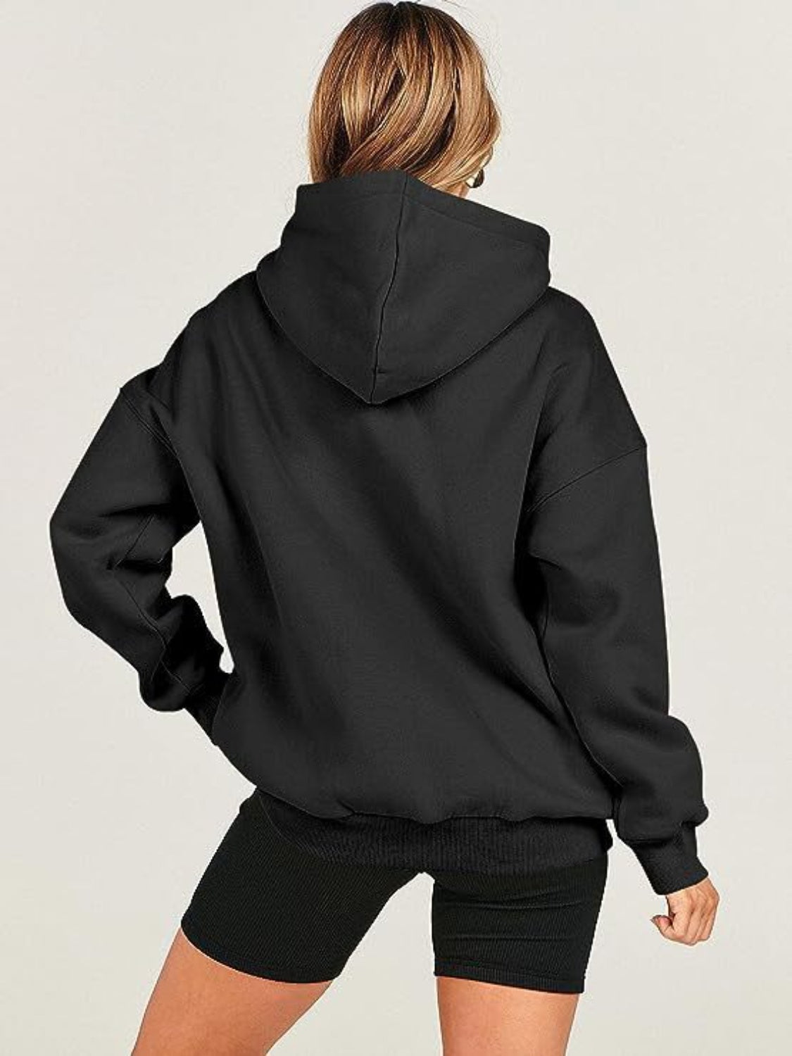 Dropped Shoulder Long Sleeve Hoodie Trandify Deal