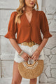 Notched Half Sleeve Blouse Trandify deal