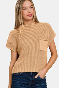 Zenana Mock Neck Short Sleeve Cropped Sweater Trandify deal