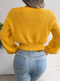 Women's Cropped Cable Knit Sweater | Crewneck Top