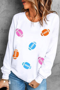 Football Round Neck Long Sleeve Sweatshirt Trandify Deal