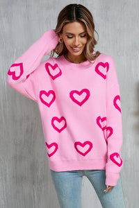Angel Wings Heart Round Neck Dropped Shoulder Long Sleeve Sweater Trandify Deal